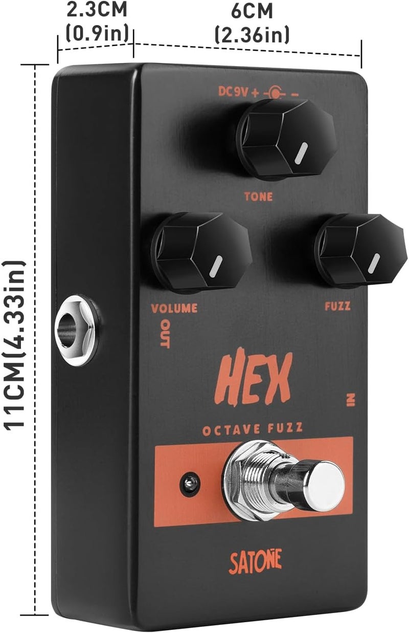 SATONE S804 Hex Octave Fuzz Electric Guitar Effect Pedal - Classic Octave Fuzz Effect Preset Acoustic Metal Pedal with True Bypass - Image 4